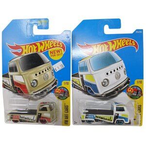 2 Hot Wheels Volkswagen T2 Pickup HW Art Cars 1/10 Color Card Vari DieCast #D-41